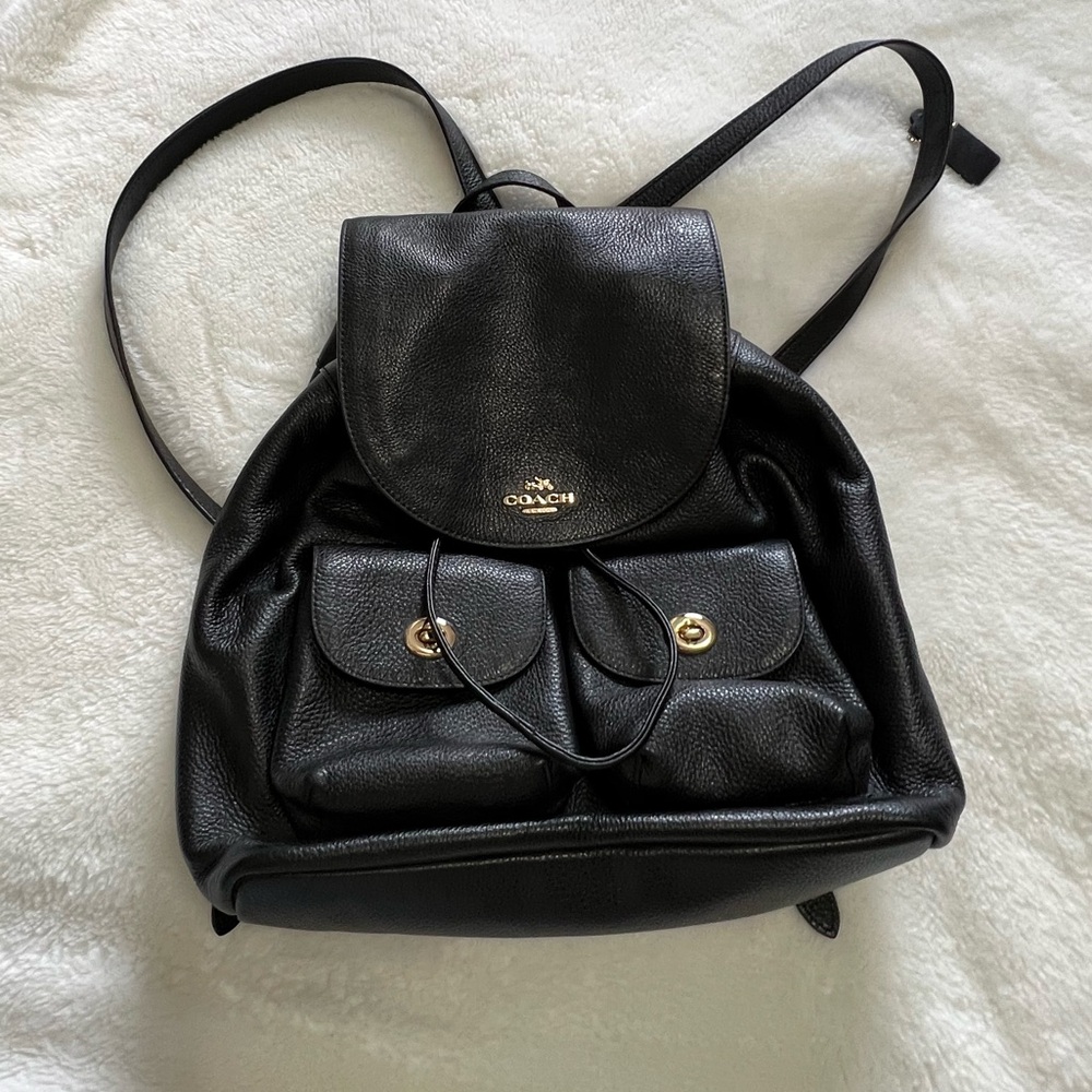 COACH COACH Pebble Leather Black Backpack